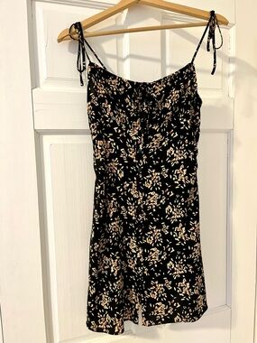 ba&sh Black Mini Dress with Pink Floral Print